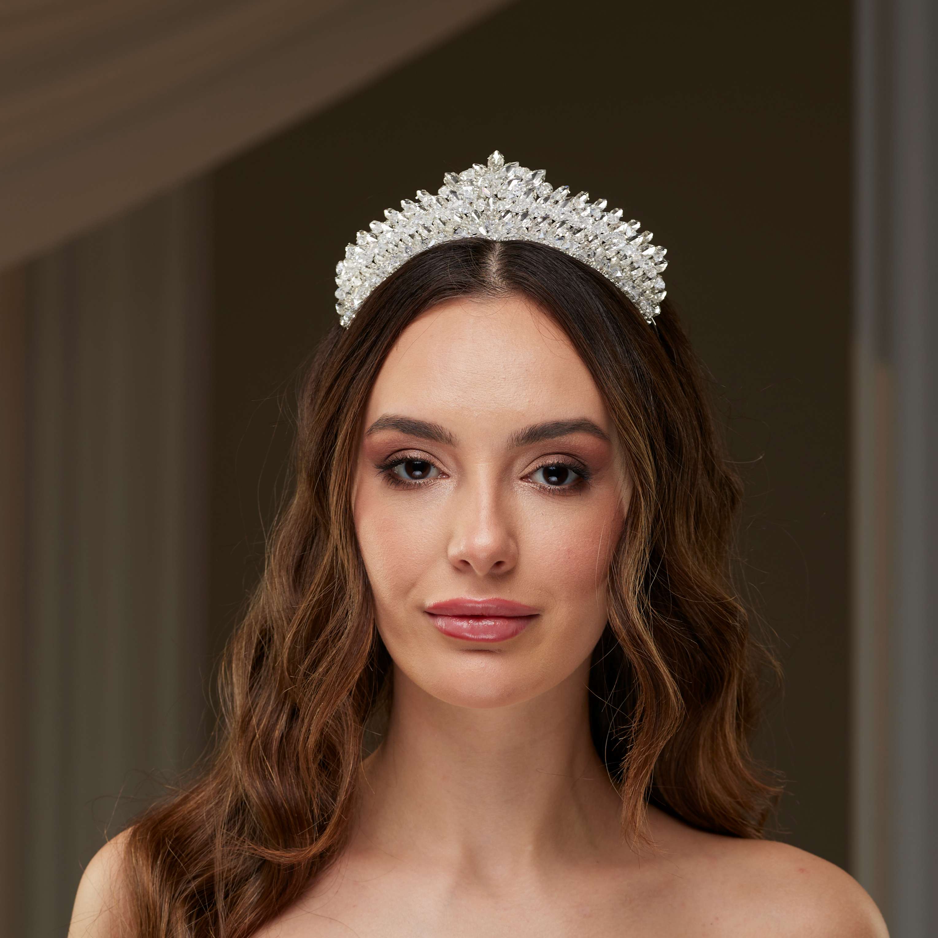 Crystal & Rhinestone Shiny Tiara – Bridal Port, view 8