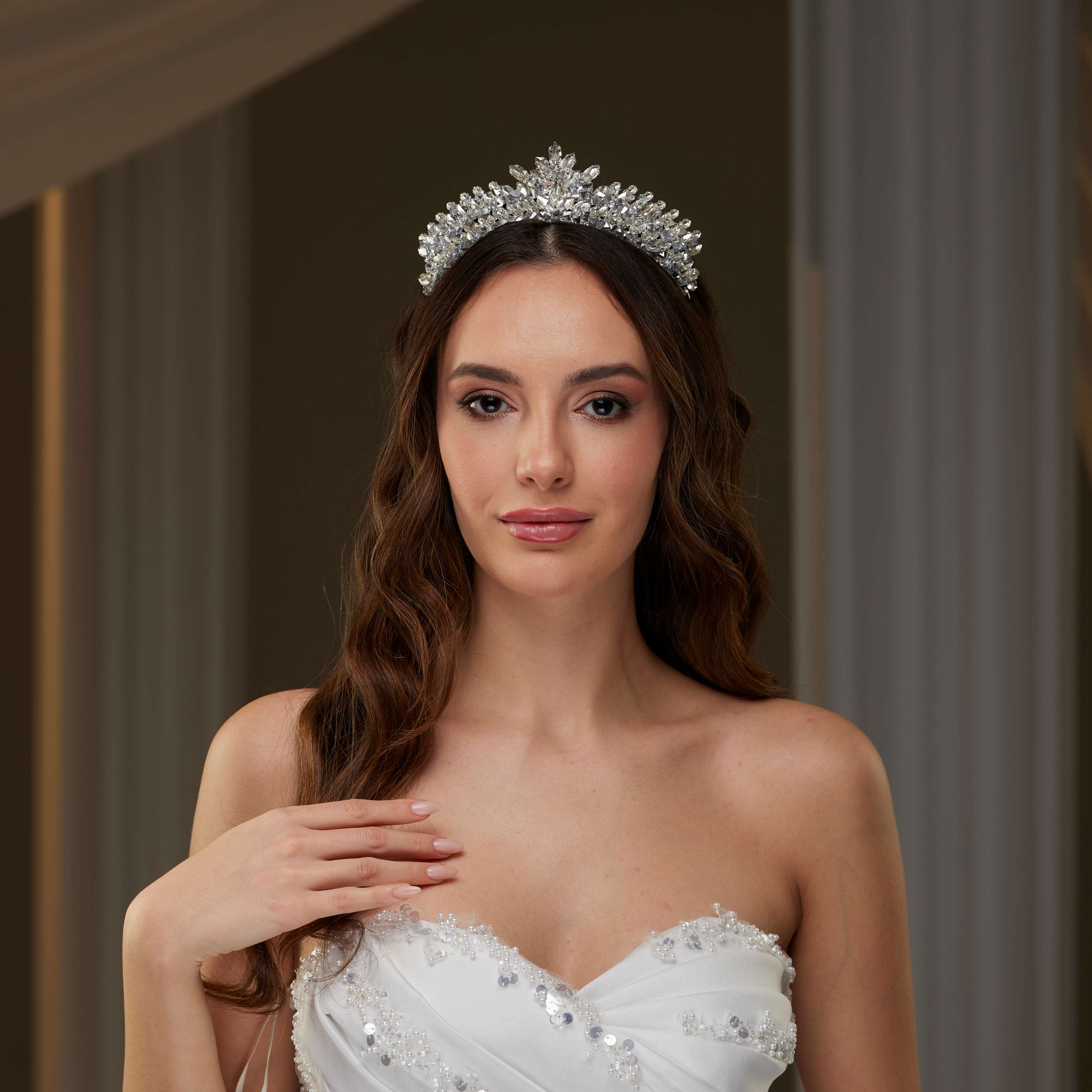 Crystal & Rhinestone Tiara – Bridal Port, view 2