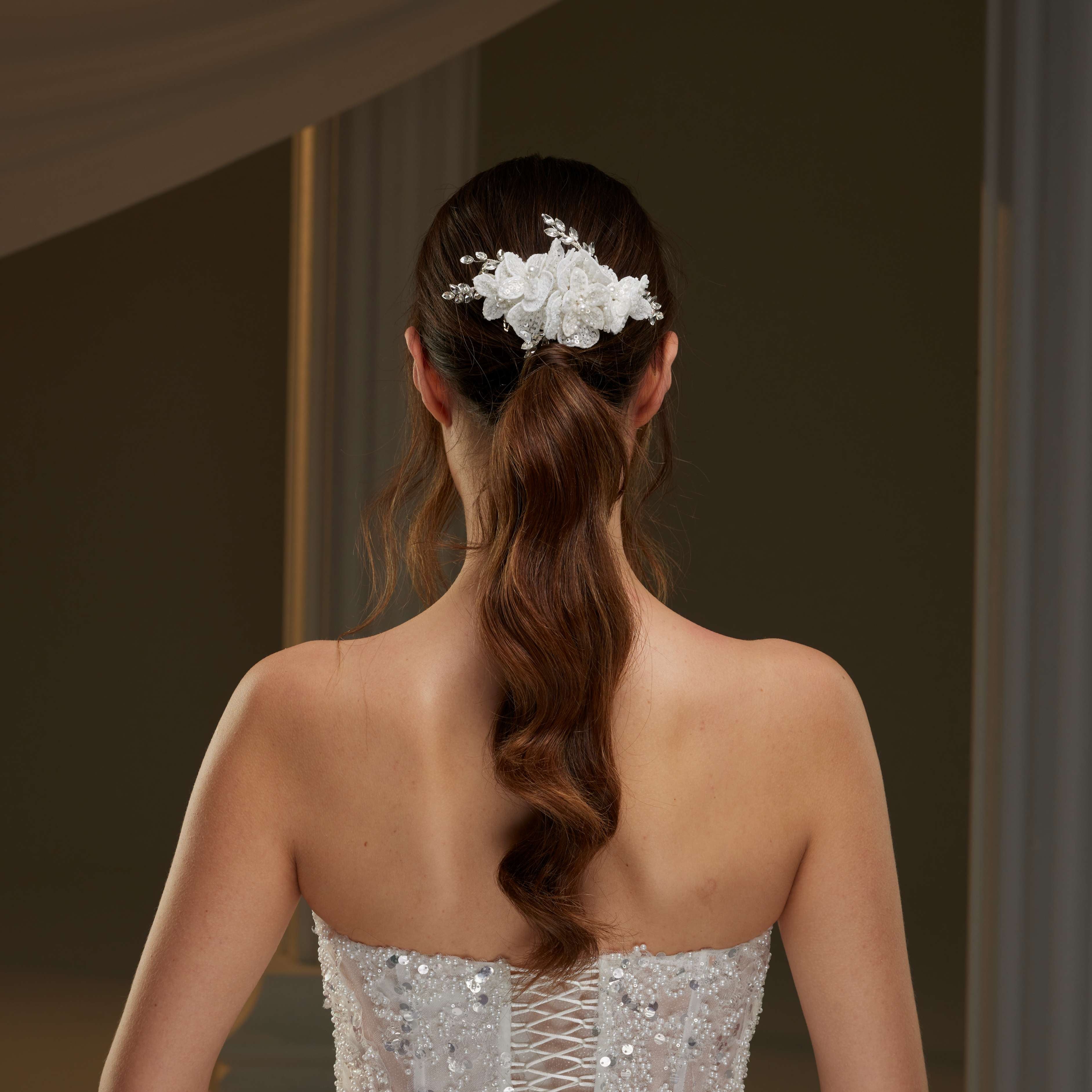 Rhinestone and Pearl Hair Comb – Bridal Port, view 4