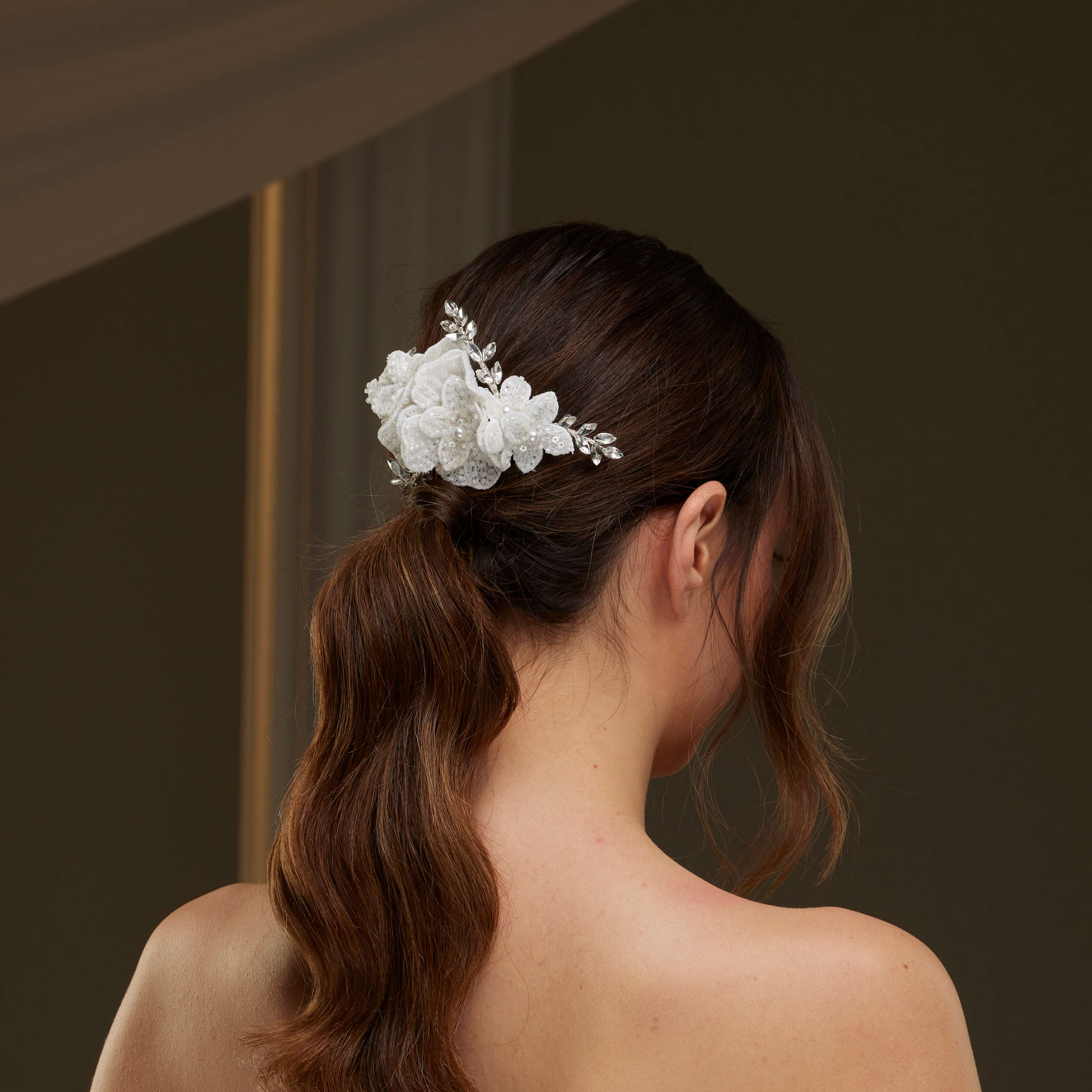 Rhinestone and Pearl Hair Comb – Bridal Port, view 6