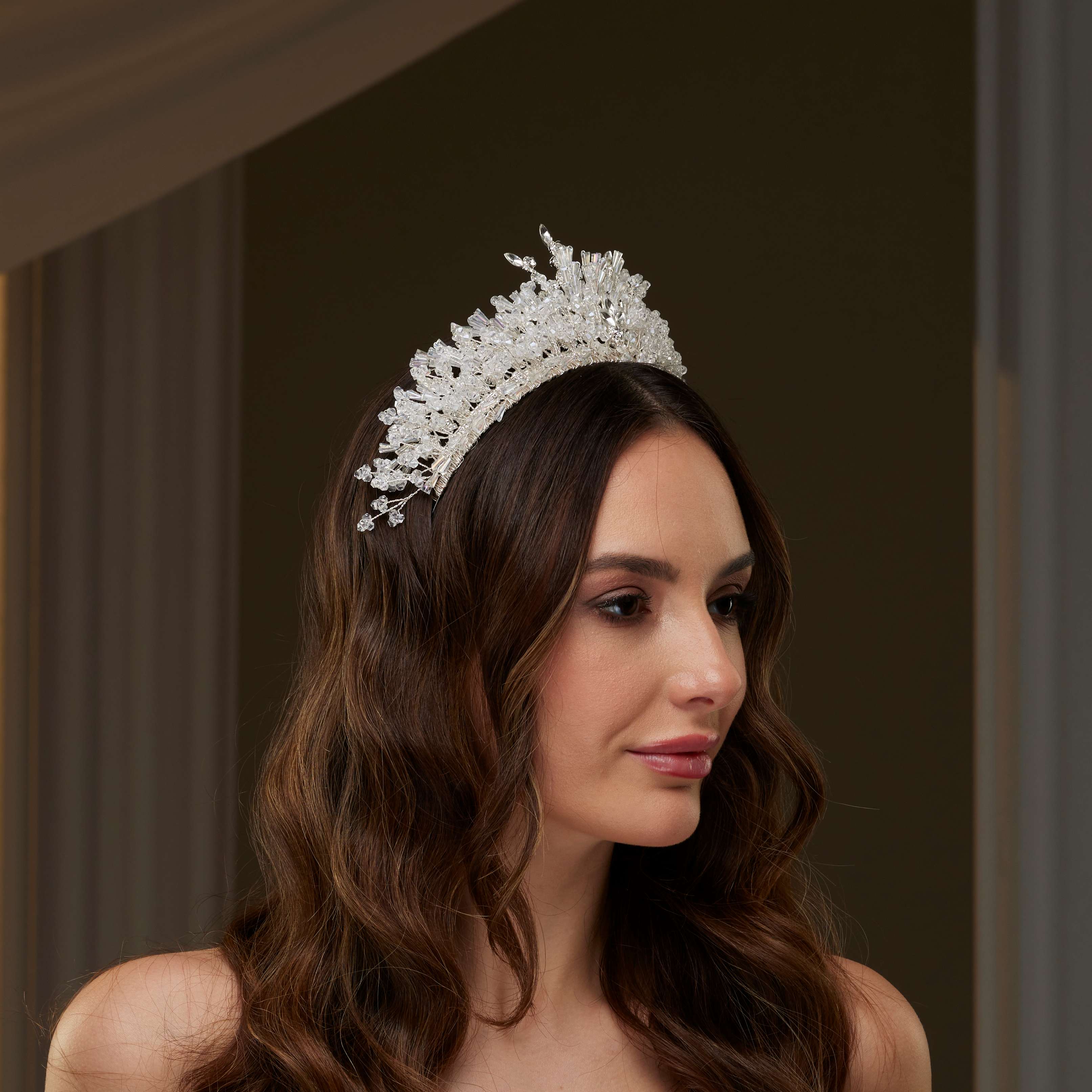 Elegant Crystal Bridal Tiara – Bridal Port, view 8