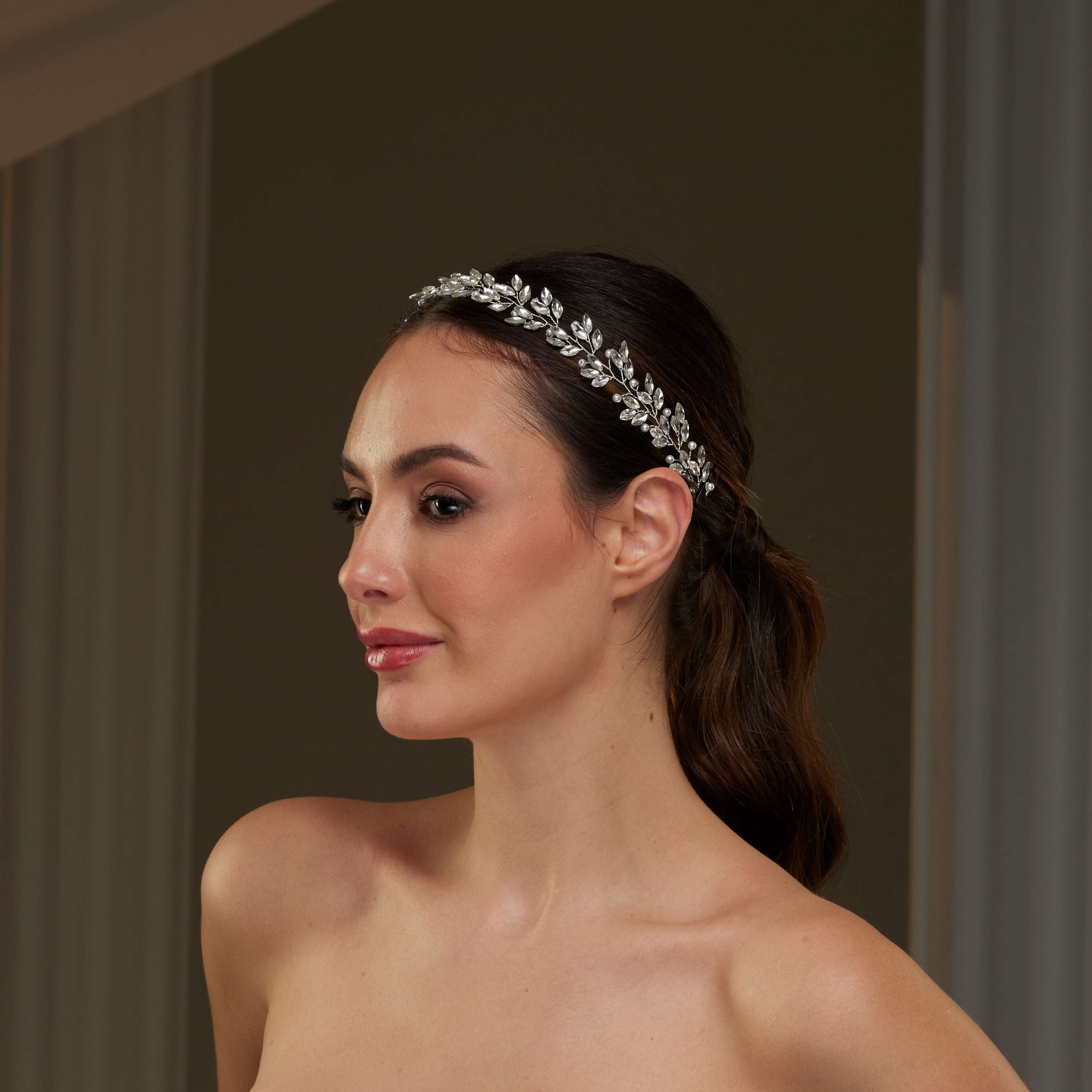 Crystal and Pearl Hair Vine – Bridal Port, view 4