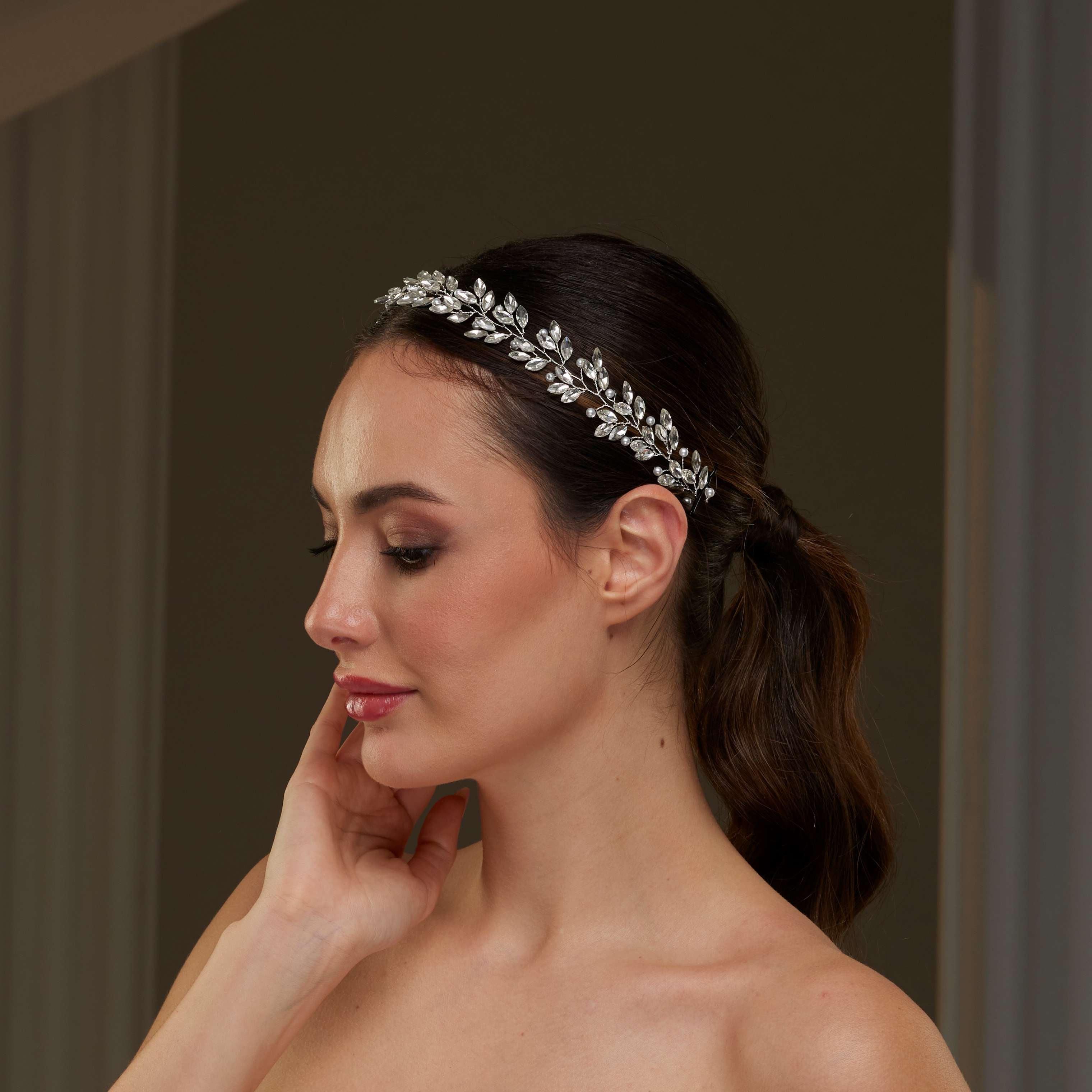 Crystal and Pearl Hair Vine – Bridal Port, view 6