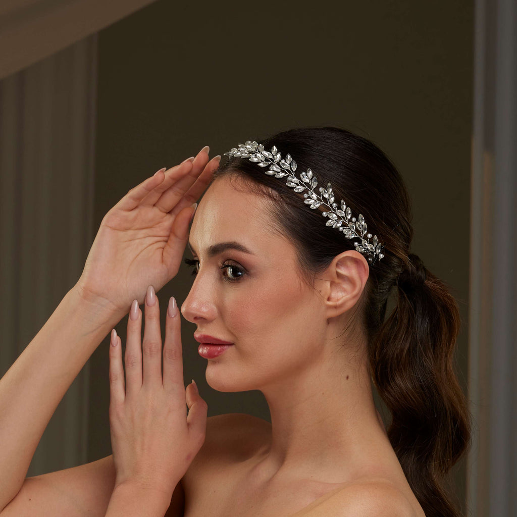 Crystal and Pearl Hair Vine – Bridal Port, view 8