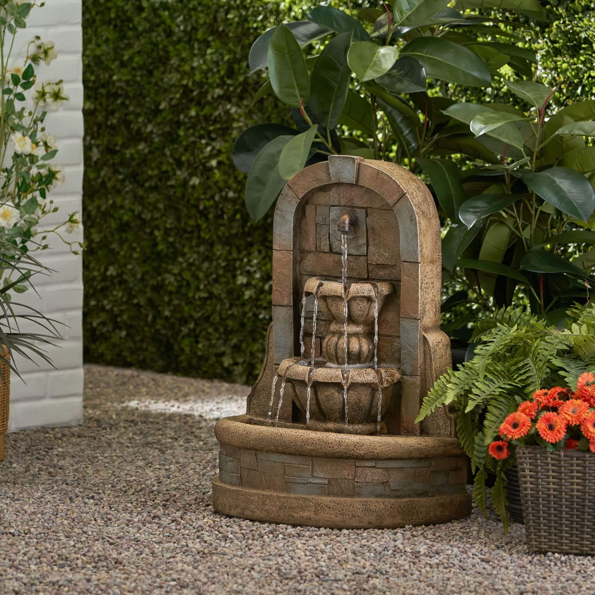 Alora 29-Inch Tall Outdoor Weather-Resistant Faux Stone Floor Fountain (SAK63421) – SAKSBY WHOLESALE, view 3