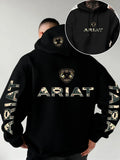 Ariat Letter Print Hooded Sweatshirt – Western Style Graphic Pullover, Rugged Outdoor Country Hoodie, Unisex Casual Apparel