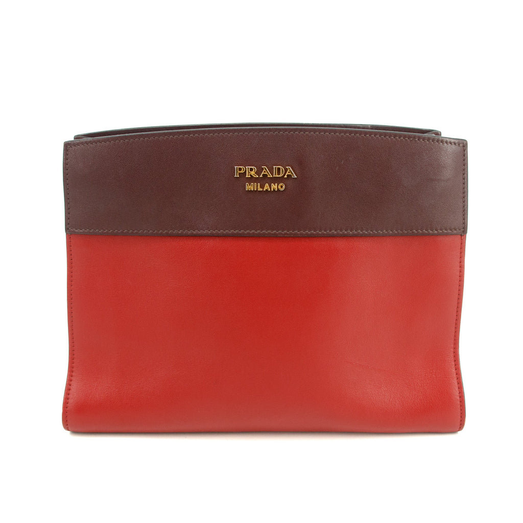 Bolt Boutique Prada Calfskin Bicolor Red x Burgundy Shoulder Bag #2936 — main product shot