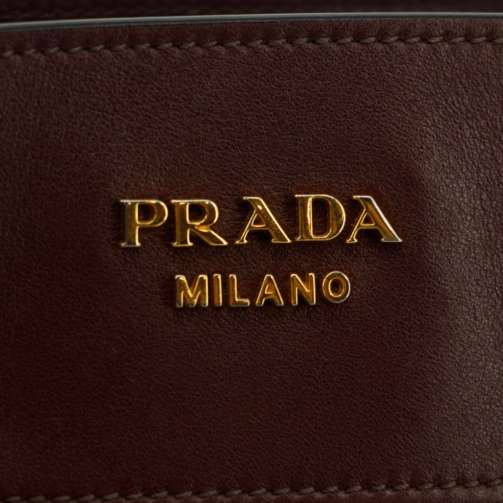 Bolt Boutique Prada Calfskin Bicolor Red x Burgundy Shoulder Bag #2936 — side view