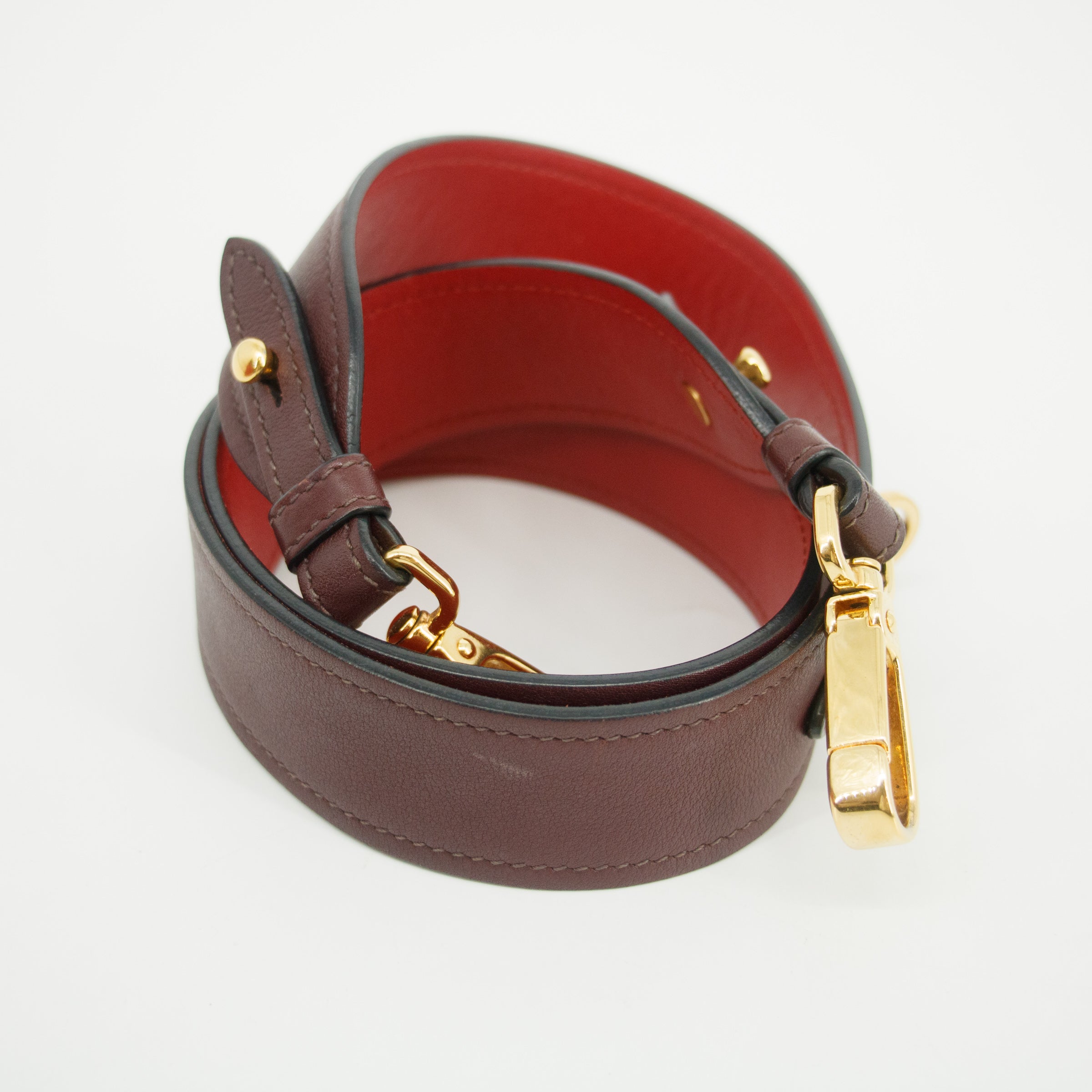 Bolt Boutique Prada Calfskin Bicolor Red x Burgundy Shoulder Bag #2936 — size reference