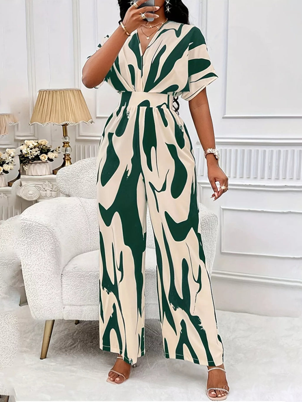 Abstract Print Wide-Leg Jumpsuit