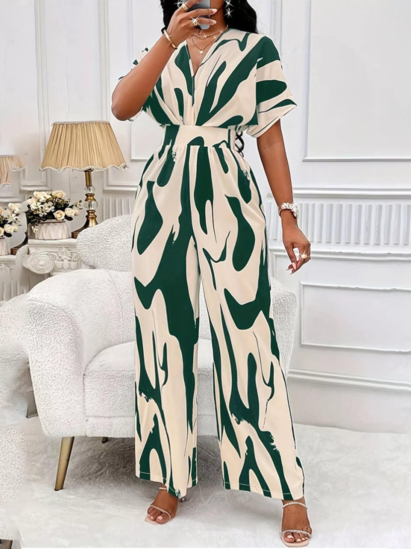 Abstract Print Wide-Leg Jumpsuit