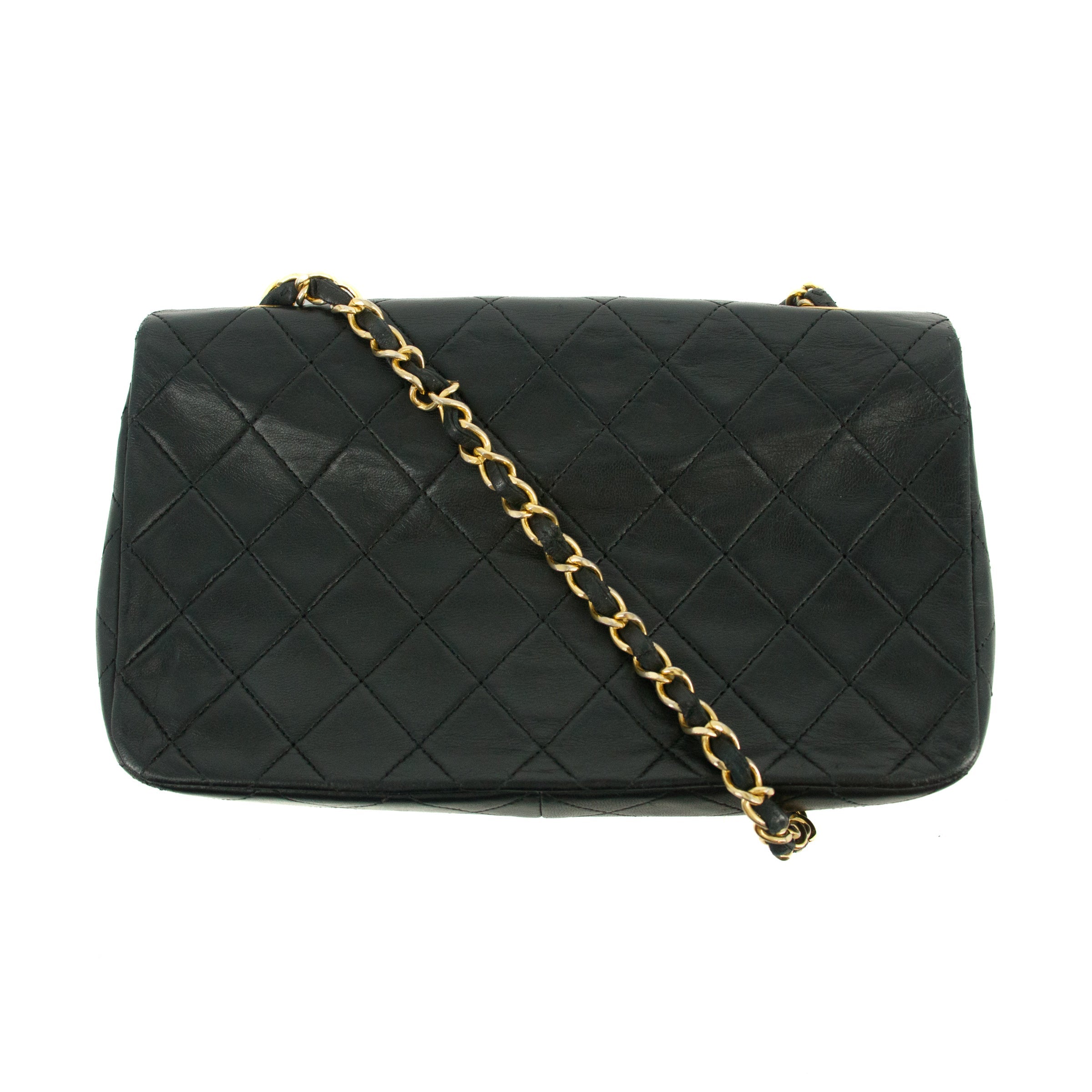 Bolt Boutique Chanel Matelasse Lambskin Black Single Flap Shoulder Bag #2958 — detail close-up