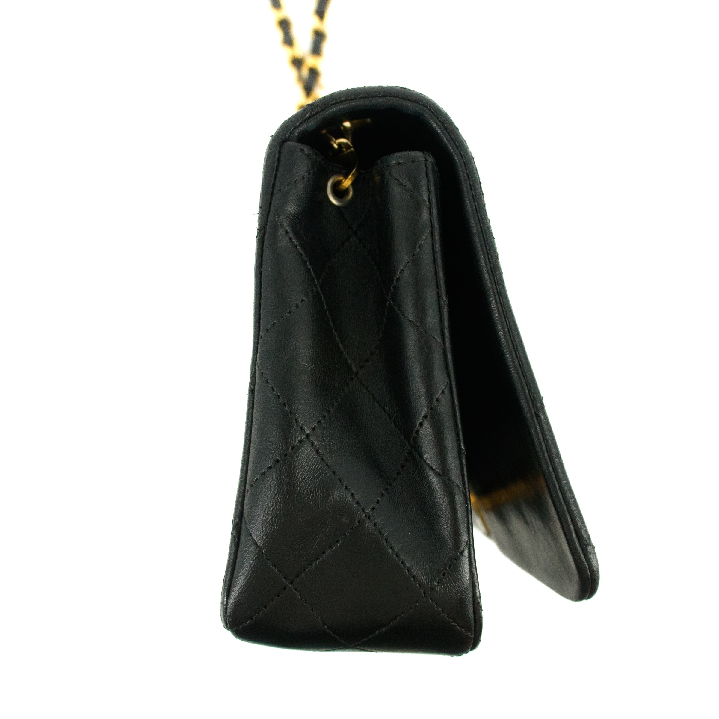 Bolt Boutique Chanel Matelasse Lambskin Black Single Flap Shoulder Bag #2958 — lifestyle context