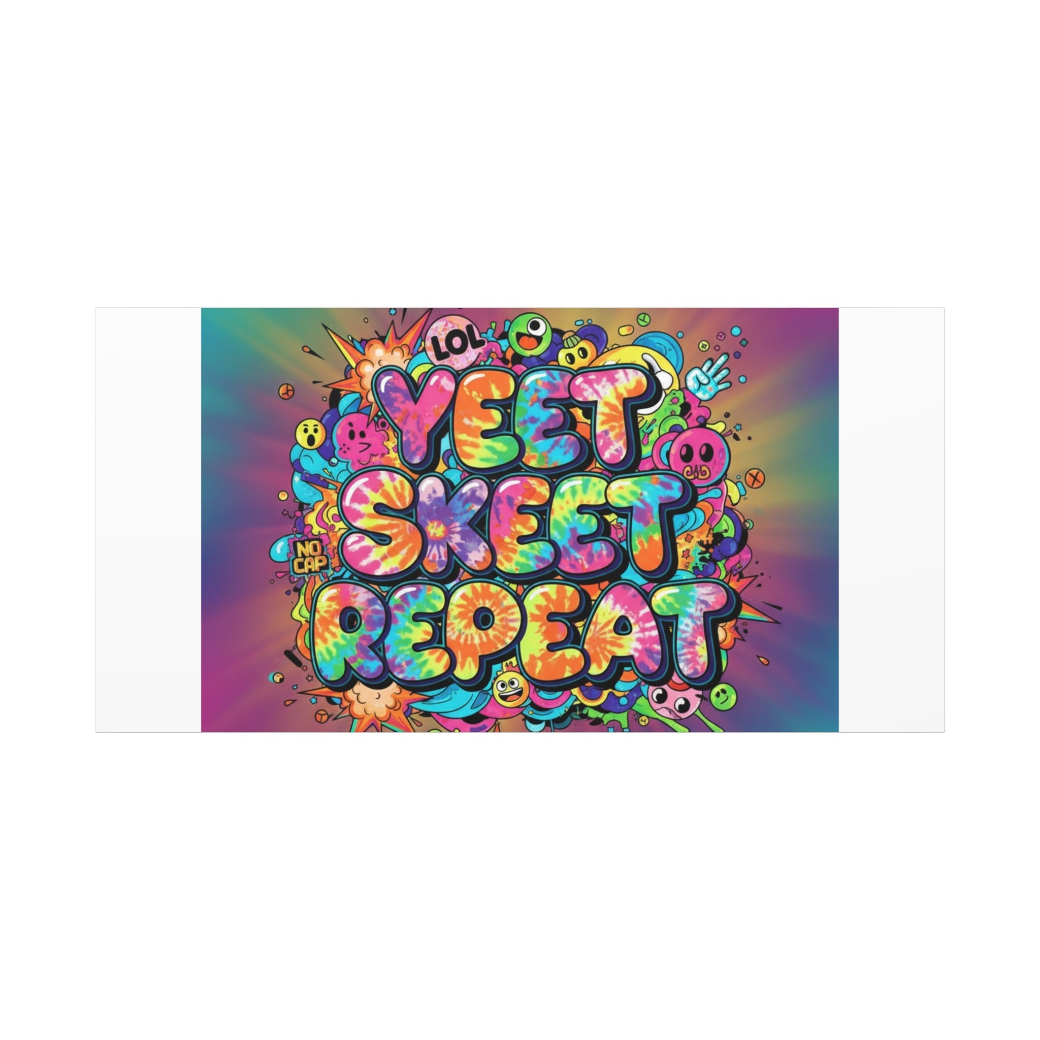 Yeet Skeet Repeat Canvas | Slogan & Glitch Graphic, Meme Phrase Wall Art