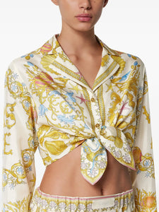 Versace Underwater Barocco knotted cropped shirt | Image 5