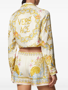 Versace Underwater Barocco knotted cropped shirt | Clothing
