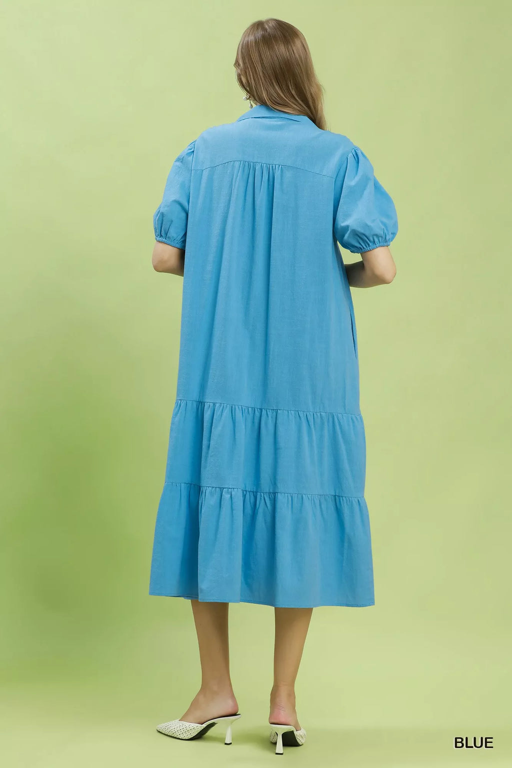 Umgee Solid Tiered Midi Dress