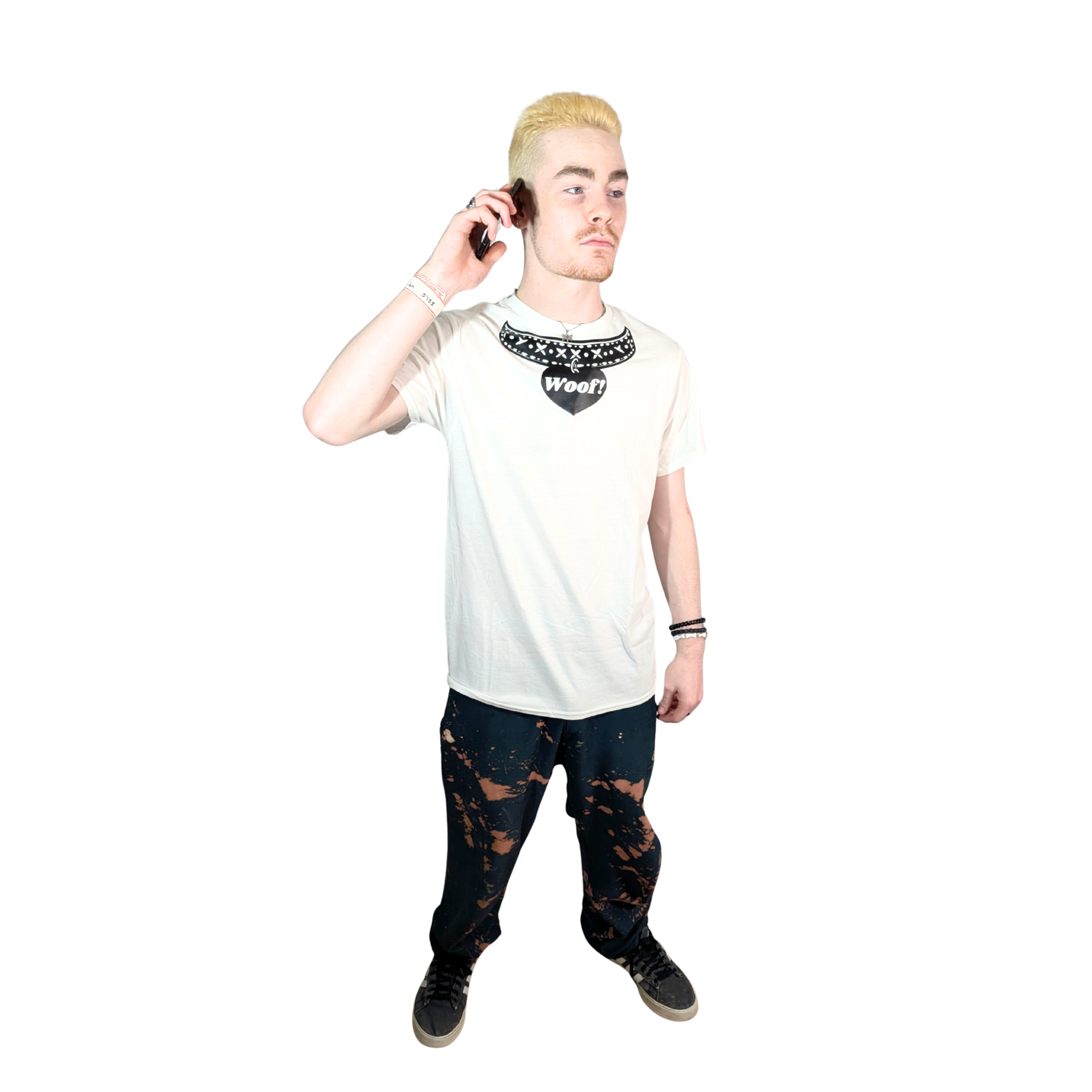 Hustle City Clothing Pup Collar Streetwear Graphic T-Shirt — size reference