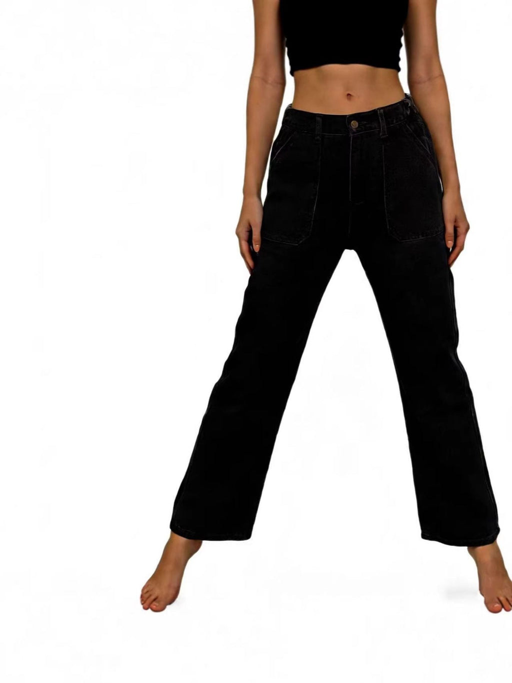 Wide Leg Contrast Stitching Jeans