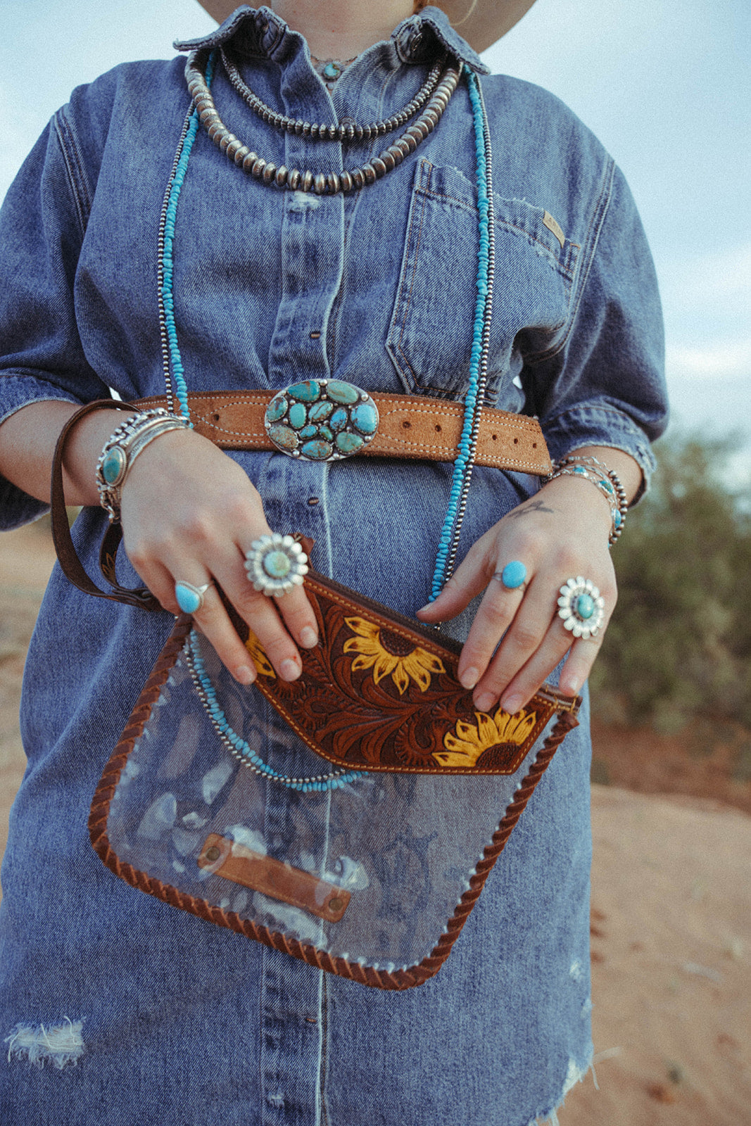 Haute Southern Hyde The Sunflower Fields Clear Bag, a Haute Southern Hyde by Beth Marie Exclusive — size reference
