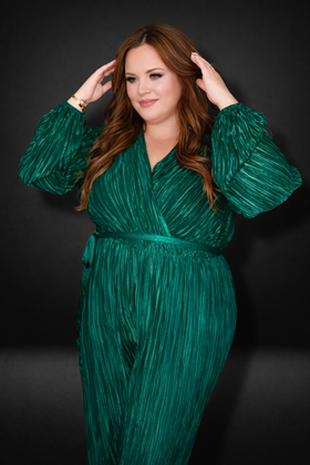 Pretty Little Patriot Plus Size Emerald Green Jumpsuit -clearance