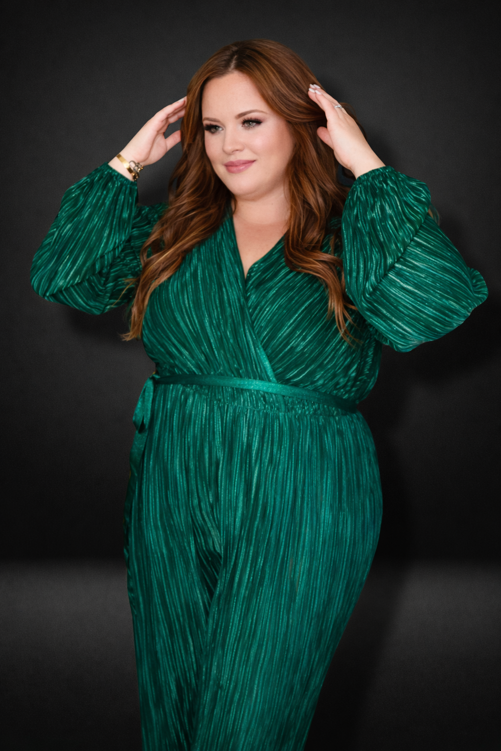 Pretty Little Patriot Pretty Little Patriot Plus Size Emerald Green Jumpsuit -clearance — main product shot