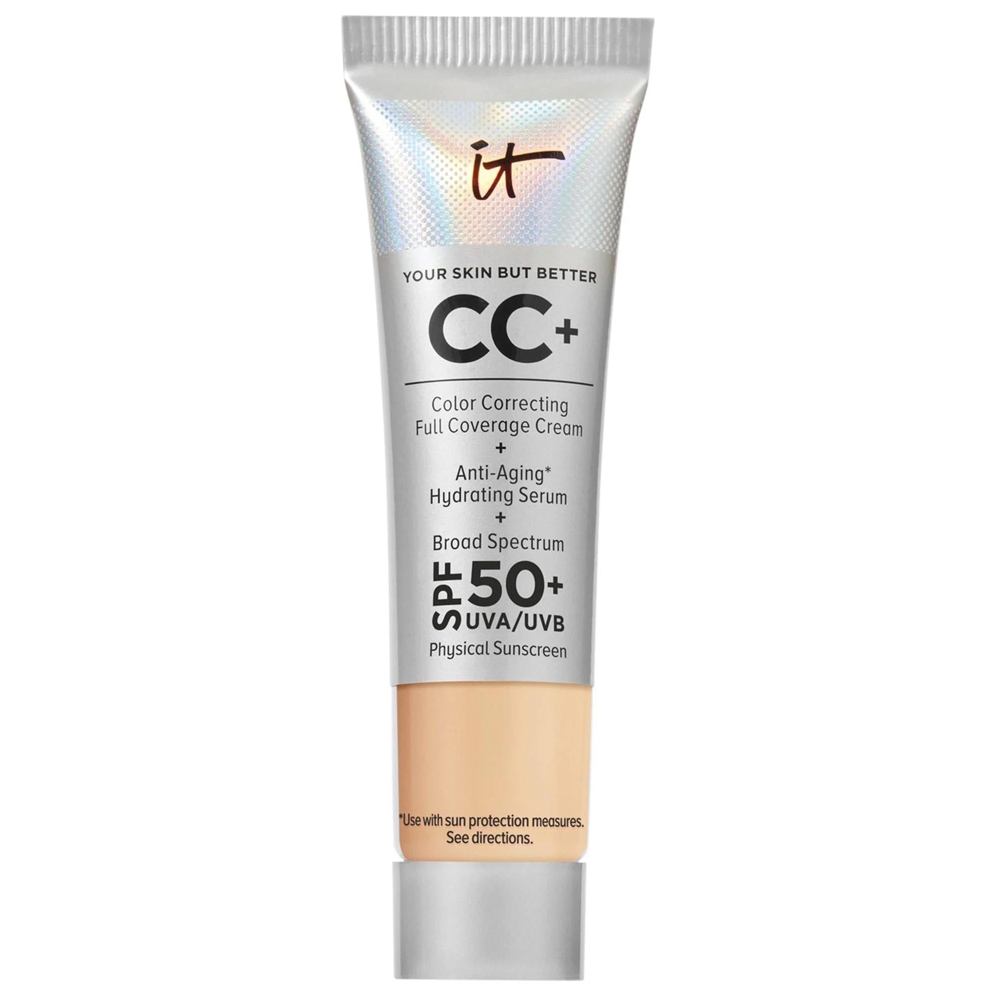 IT Cosmetics Mini CC+ Cream Full Coverage Color Correcting Foundation with SPF 50+ - Hydrating, Anti-Aging, Vegan Makeup