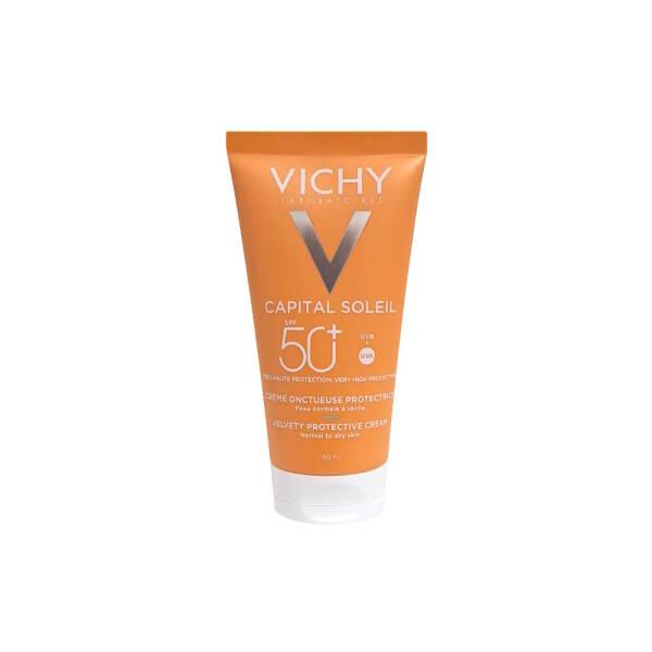 Vichy Capital Soleil SPF50+ Velvety Sunscreen Cream for Normal to Dry Skin - 1.69 fl oz, Paraben-Free, Water-Resistant