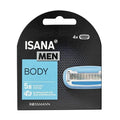 Isana Men 5-Blade Replacement Razor Blades for Body Shaving - Gentle, Close Shave, Aloe Vera & Vitamin E Coating