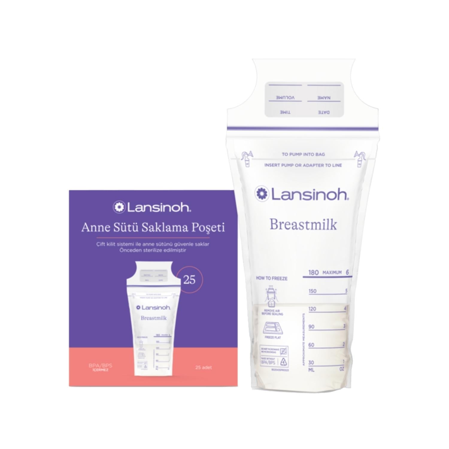 Lansinoh Breast Milk Storage Bags - BPA Free, Sterile & Leak-Proof (25 Count)