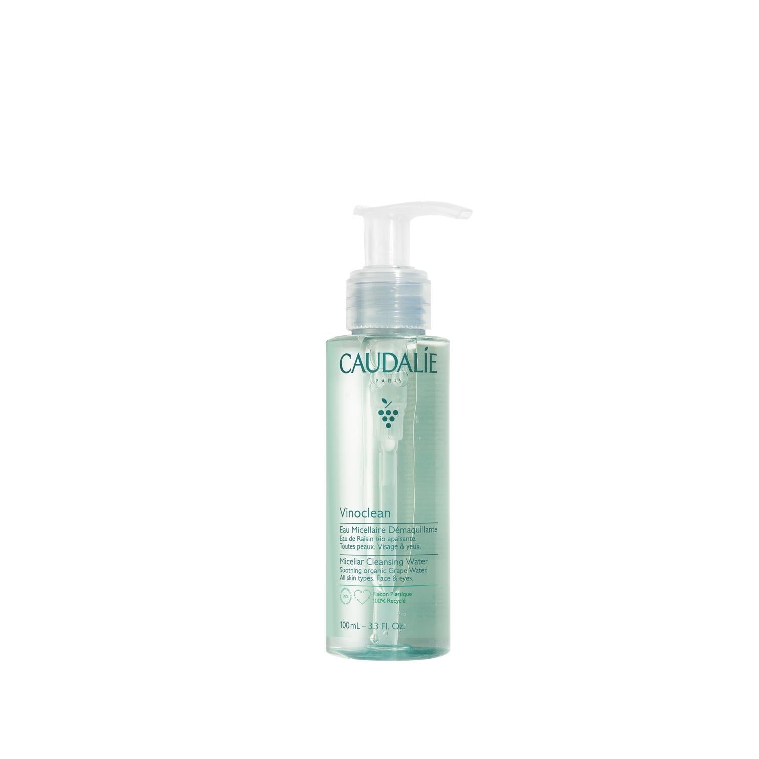 Caudalie Vinoclean Micellar Cleansing Water - Gentle Skincare for Sensitive Skin, Effective Makeup Removal - 3.38 fl oz