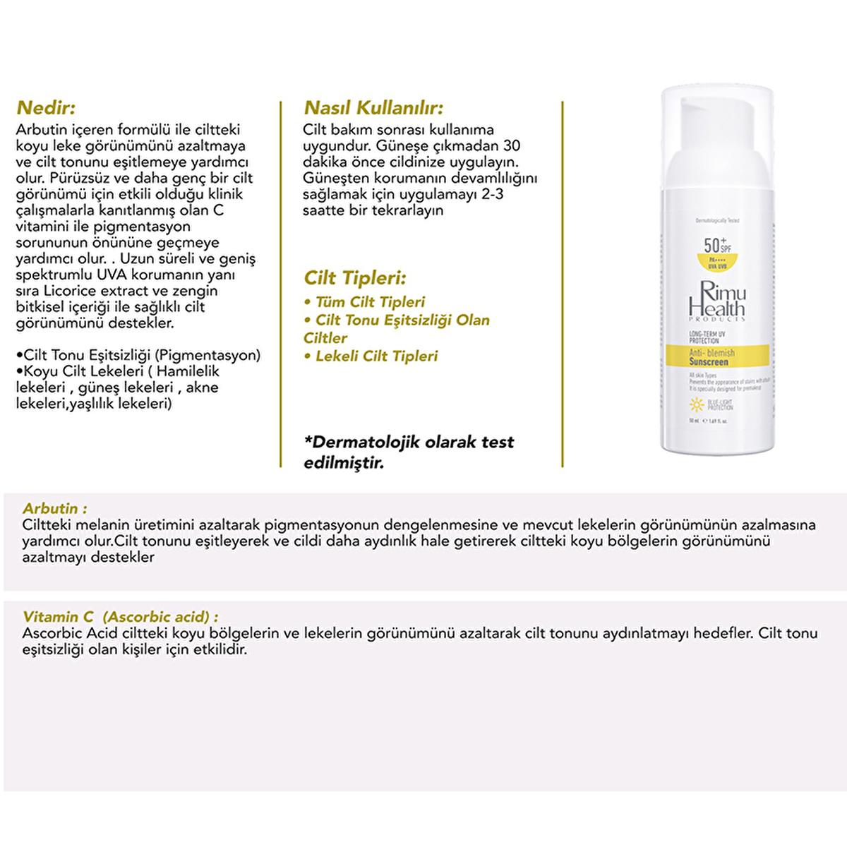 Rimu Health Arbutin & Vitamin C Sunscreen: Even Skin Tone, Reduce Dark Spots & UVA Protection - 50ml