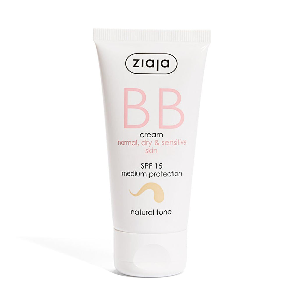 Ziaja Natural BB Cream SPF 15: Hydrating Light Coverage for Dry & Sensitive Skin - Vegan Formula with Hyaluronic Acid