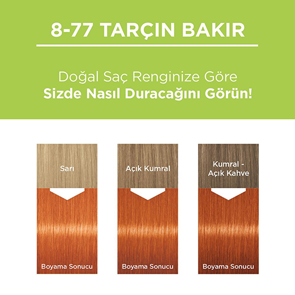 Palette Natural Hair Dye - Permanent Hair Color with Natural Ingredients - 8-77 Tarçın Bakır