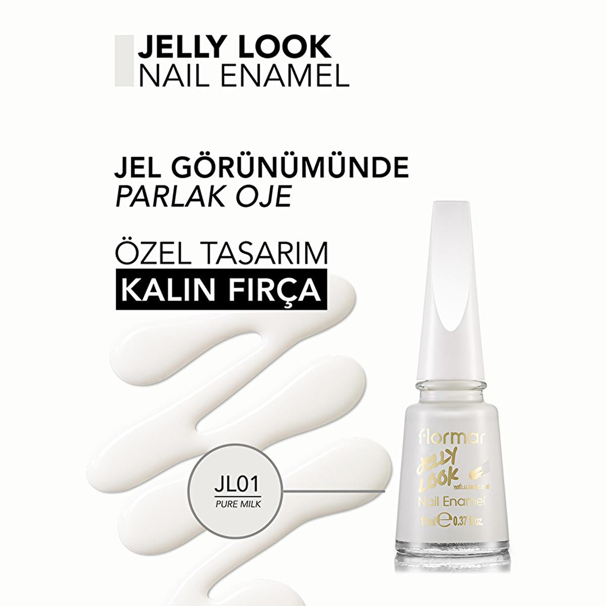Flormar Jelly Look Nail Polish - Long-Lasting, Intense Pigment, Glossy Finish
