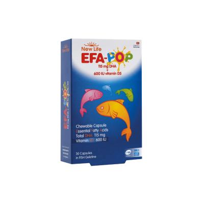 New Life Efa-Pop Omega-3 Supplement for Kids: Chewable Fish Oil Capsules with Vitamin D for Brain Health & Strong Bones - Fruit Flavored, Easy to Take