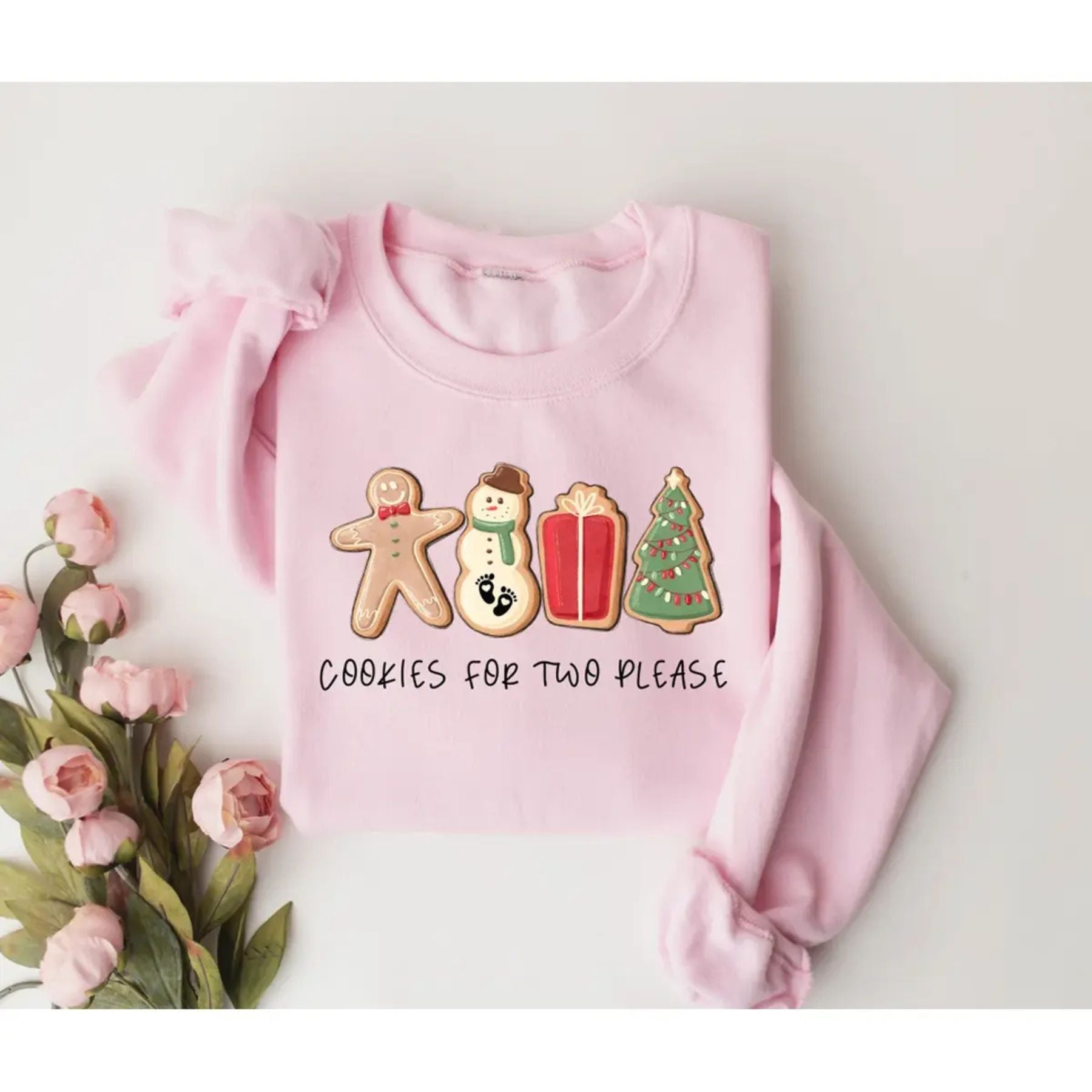 Pasimax Christmas Cookies For Two Please Sweatshirt — detail close-up