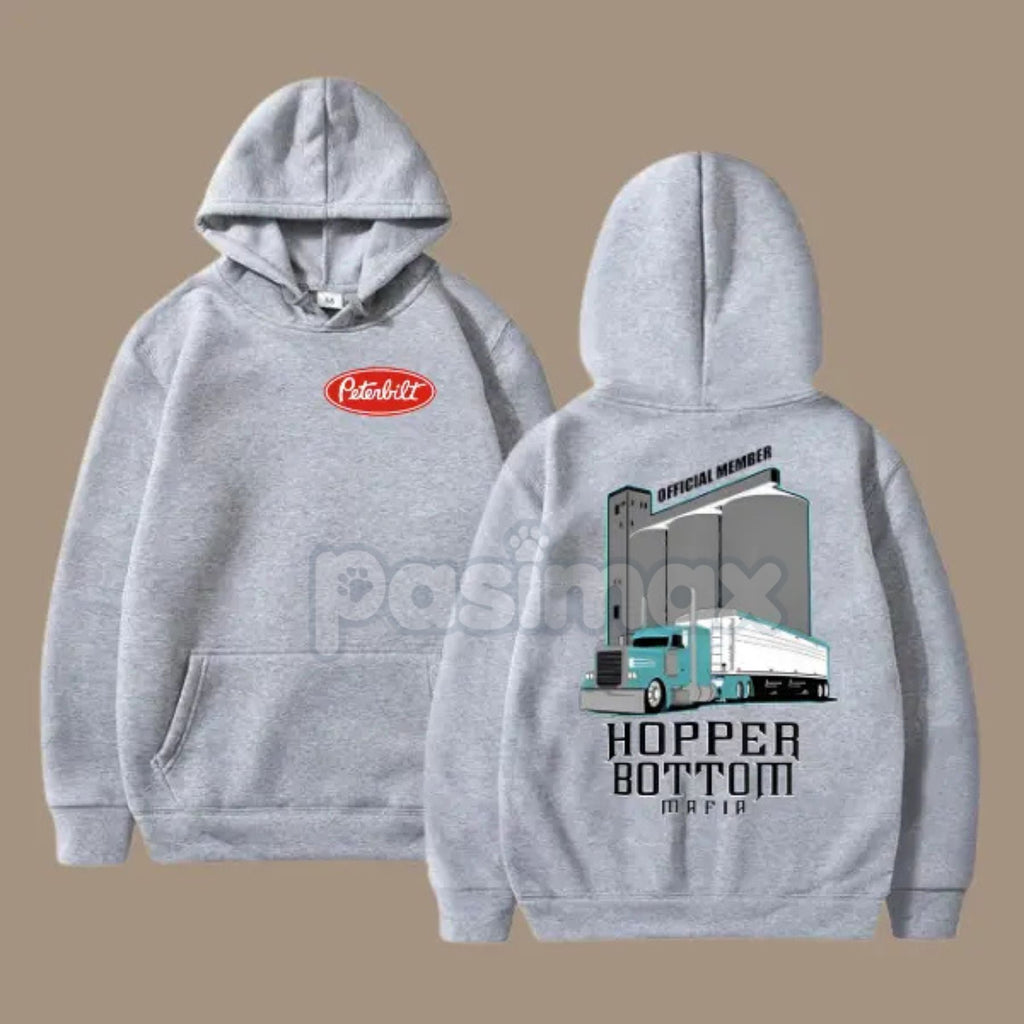 Pasimax Hopper Bottom Mafia Hoodie – Peterbilt Semi Truck Graphic Pullover, Grain Hauler Trucker Apparel, Unisex — detail clo