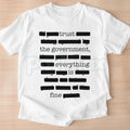 Pasimax Everything Is Fine Trust Your Government Redacted – Funny Political Meme Hoodie, Sweatshirt & T-Shirt — detail close-