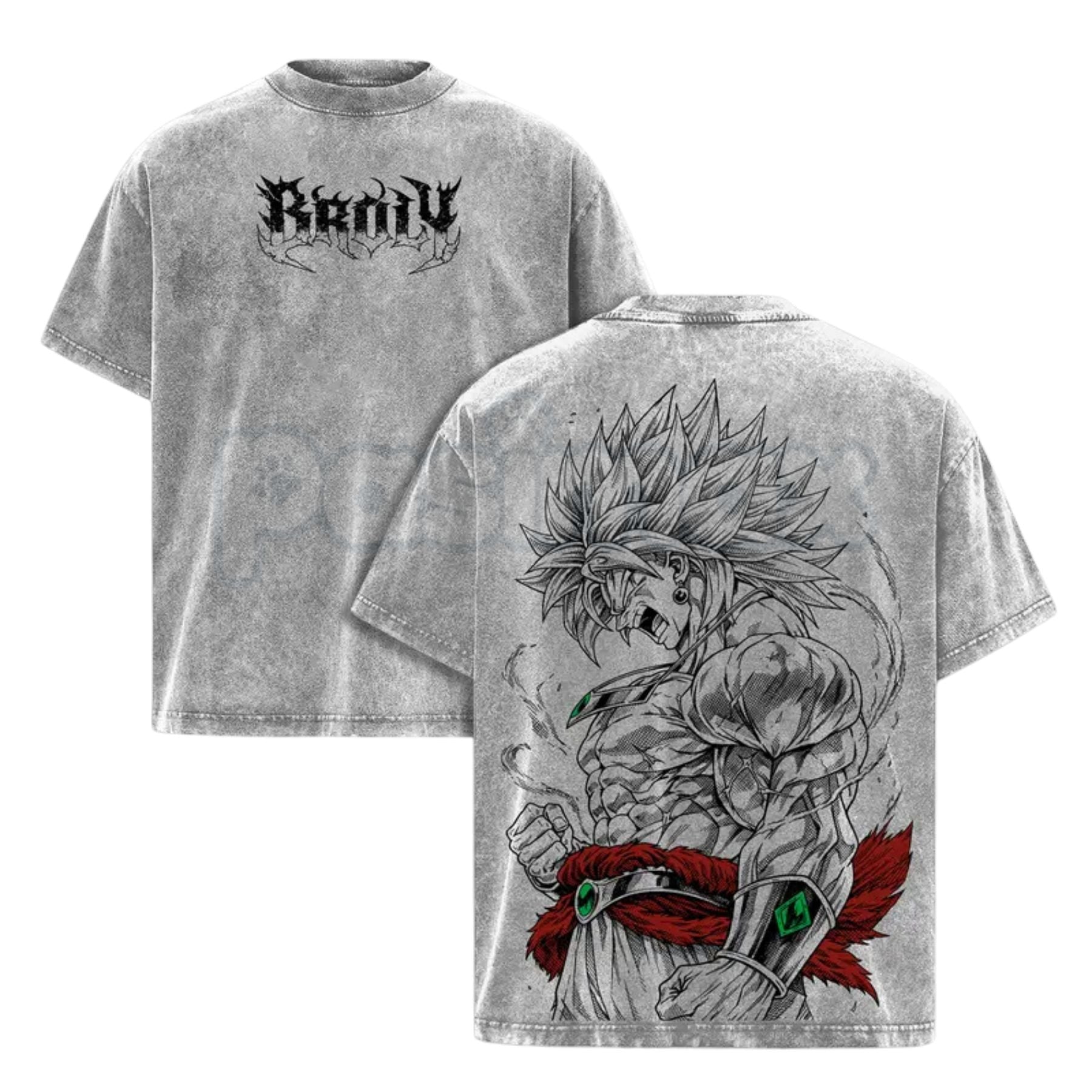 Broly The Legendary DBZ Vintage Washed T-Shirt – Double Printed Oversized Graphic Tee, Lightweight Cotton Anime Streetwear