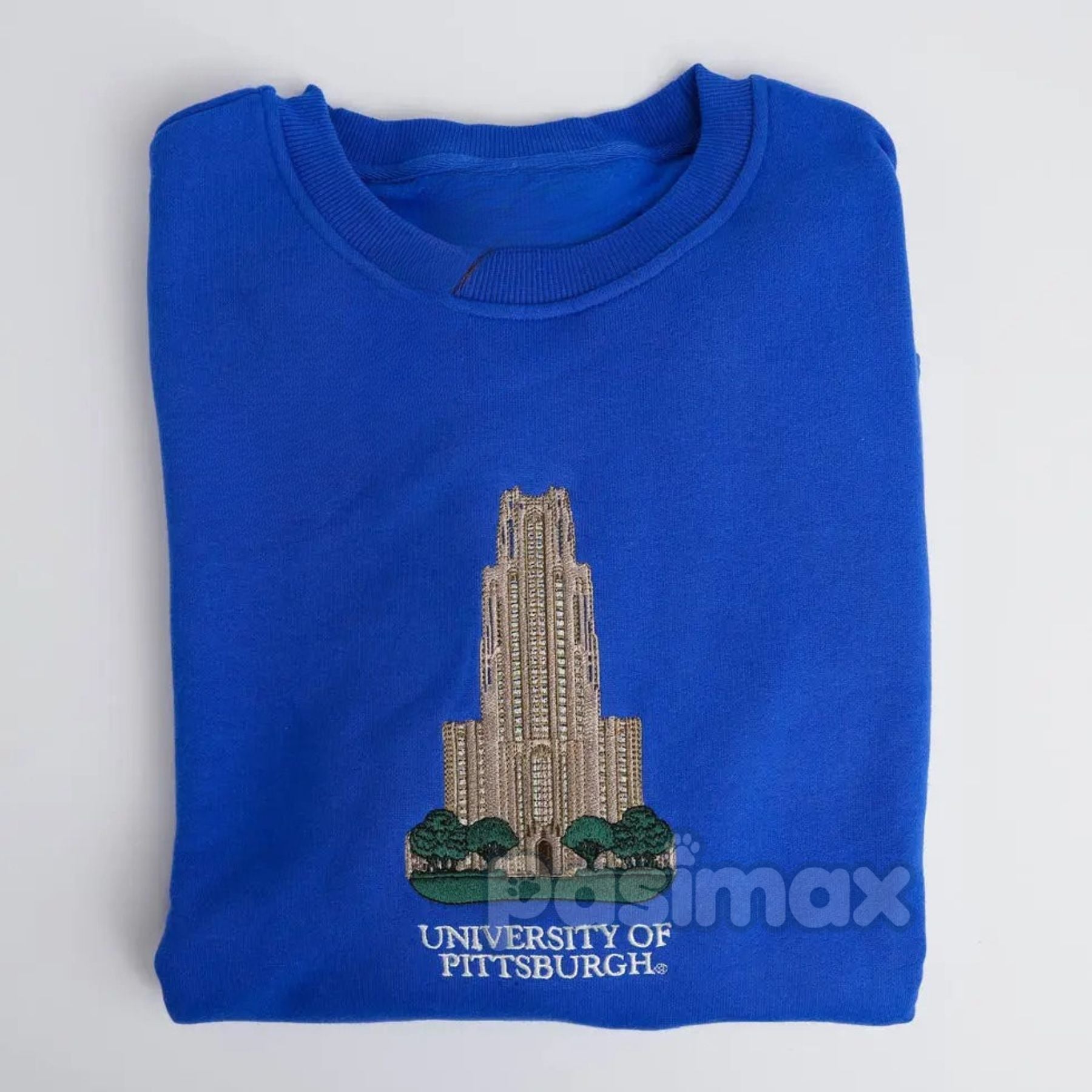 Pasimax Embroidered University of Pittsburgh Sweatshirt — detail close-up
