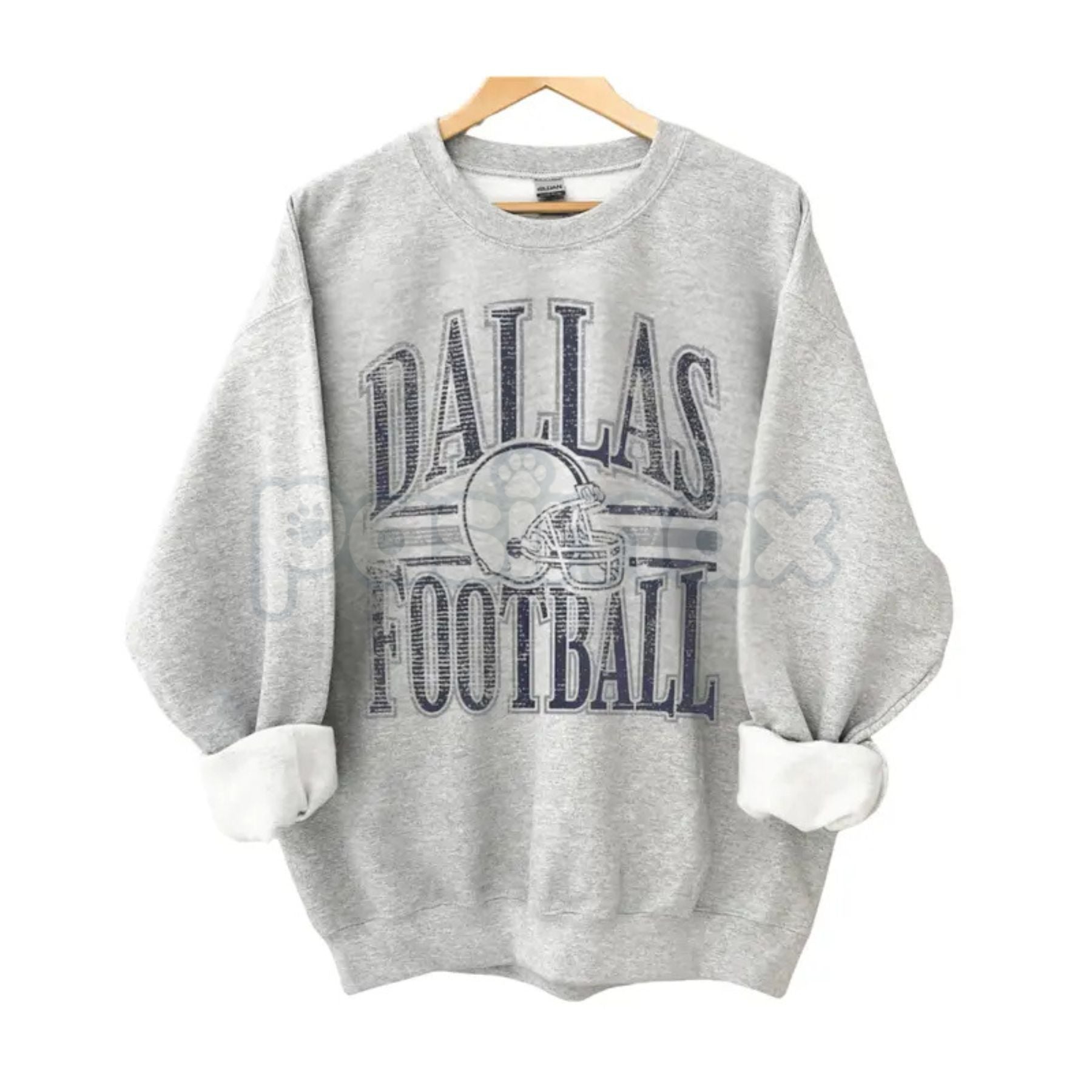 Pasimax Vintage All Team Football ASH GREY Crewneck Sweatshirt – Retro Collegiate Sports Fan Gear — detail close-up
