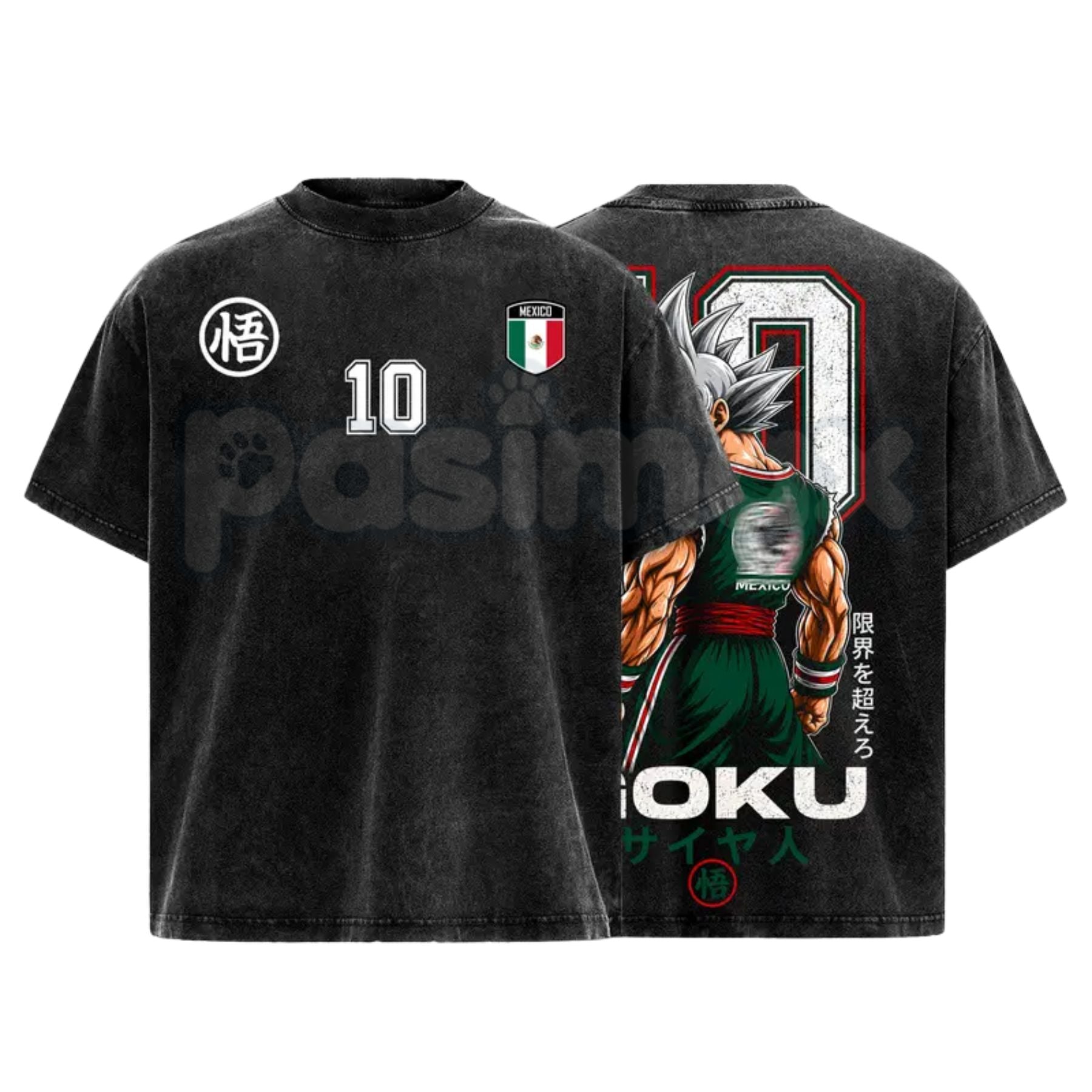 Mexico Global Football 2026 T-Shirt – Retro Saiyan Warrior Anime Soccer Graphic Tee, Vintage Washed Mexico Football Lightweight Cotton Top
