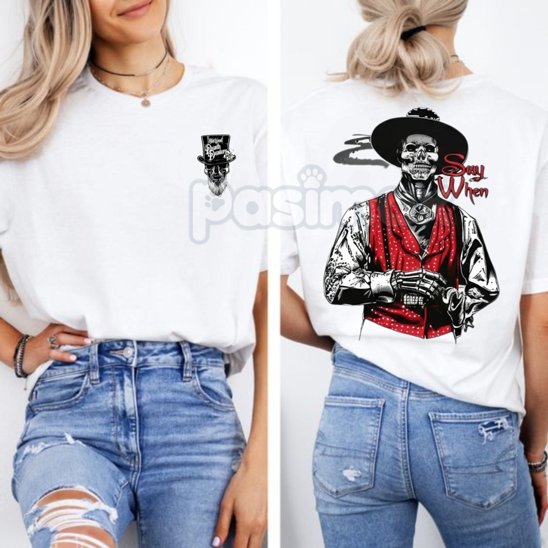 Pasimax Doc Holliday "Say When" Zombie T-Shirt - Old West Death Dealers Collection, Tombstone Ghost Town Cowboy Shirt — detai