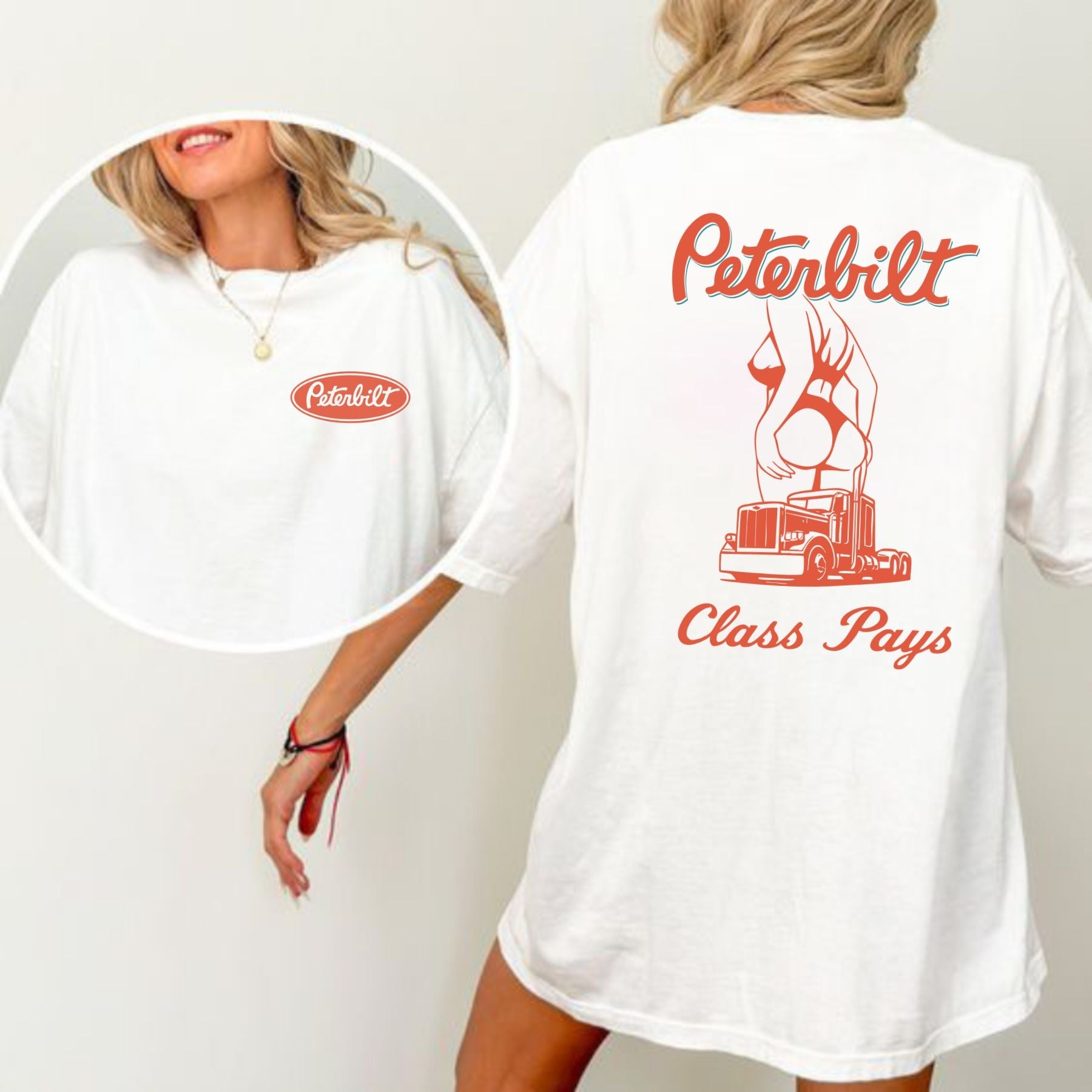 Pasimax Peterbilt "Class Pays" Tee — detail close-up