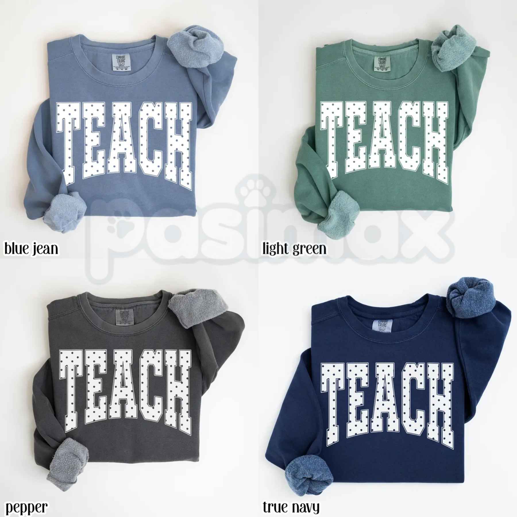 Teach Blue Polka Dots Sweatshirt | Comfort Colors Educator Sweater