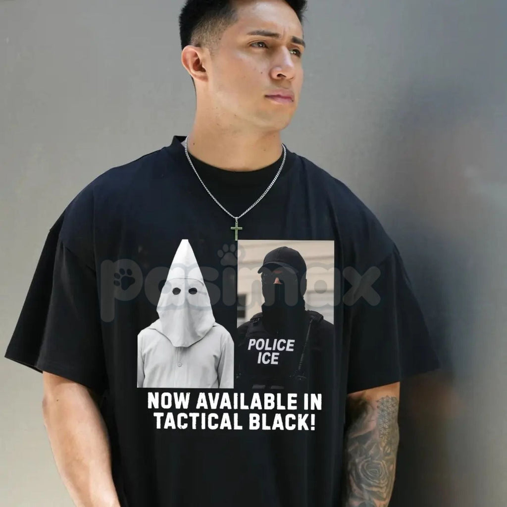 Pasimax Anti ICE "Tactical Black" Activist T-Shirt - Stealth Immigrant Rights Protest Tee, Heavyweight Abolish ICE Streetwear