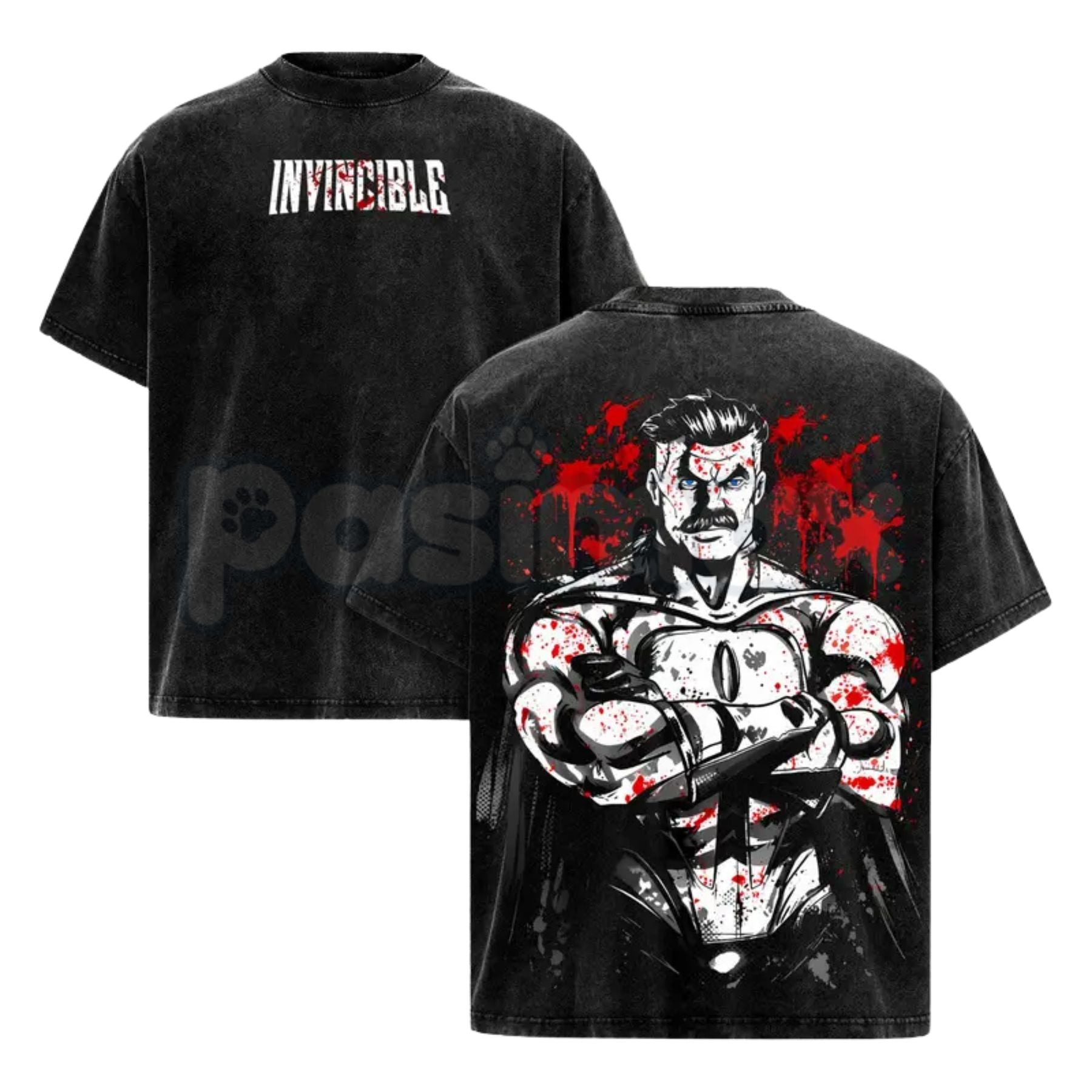 Omni-Man Invincible Anime T-Shirt – Vintage Washed Viltrumite Graphic Tee, Lightweight Retro Cotton Hero Streetwear Top