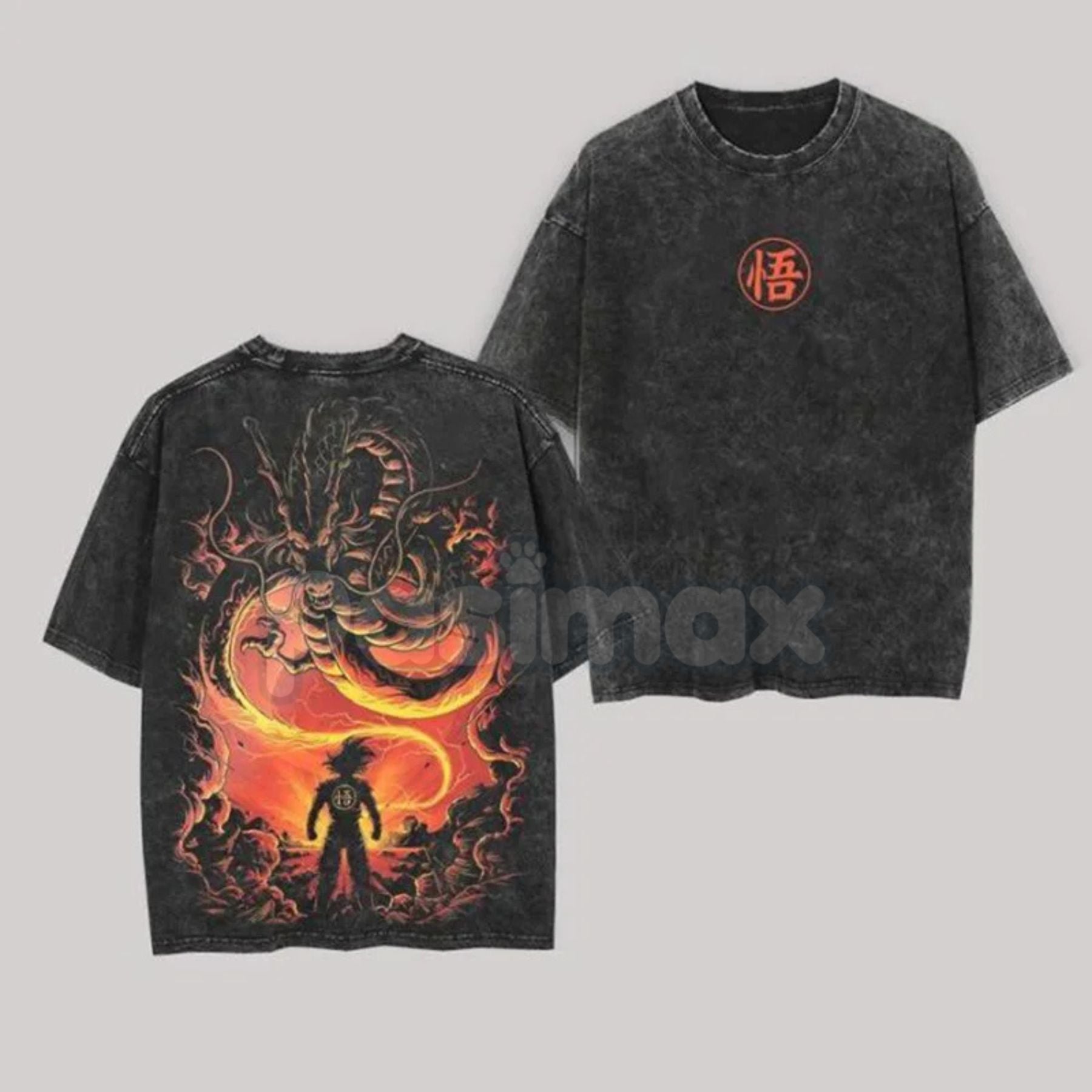 Pasimax Namek Dragon Summoner T-Shirt – Dragon Ball Vintage Washed Oversize Anime Tee, Heavyweight Cotton — detail close-up