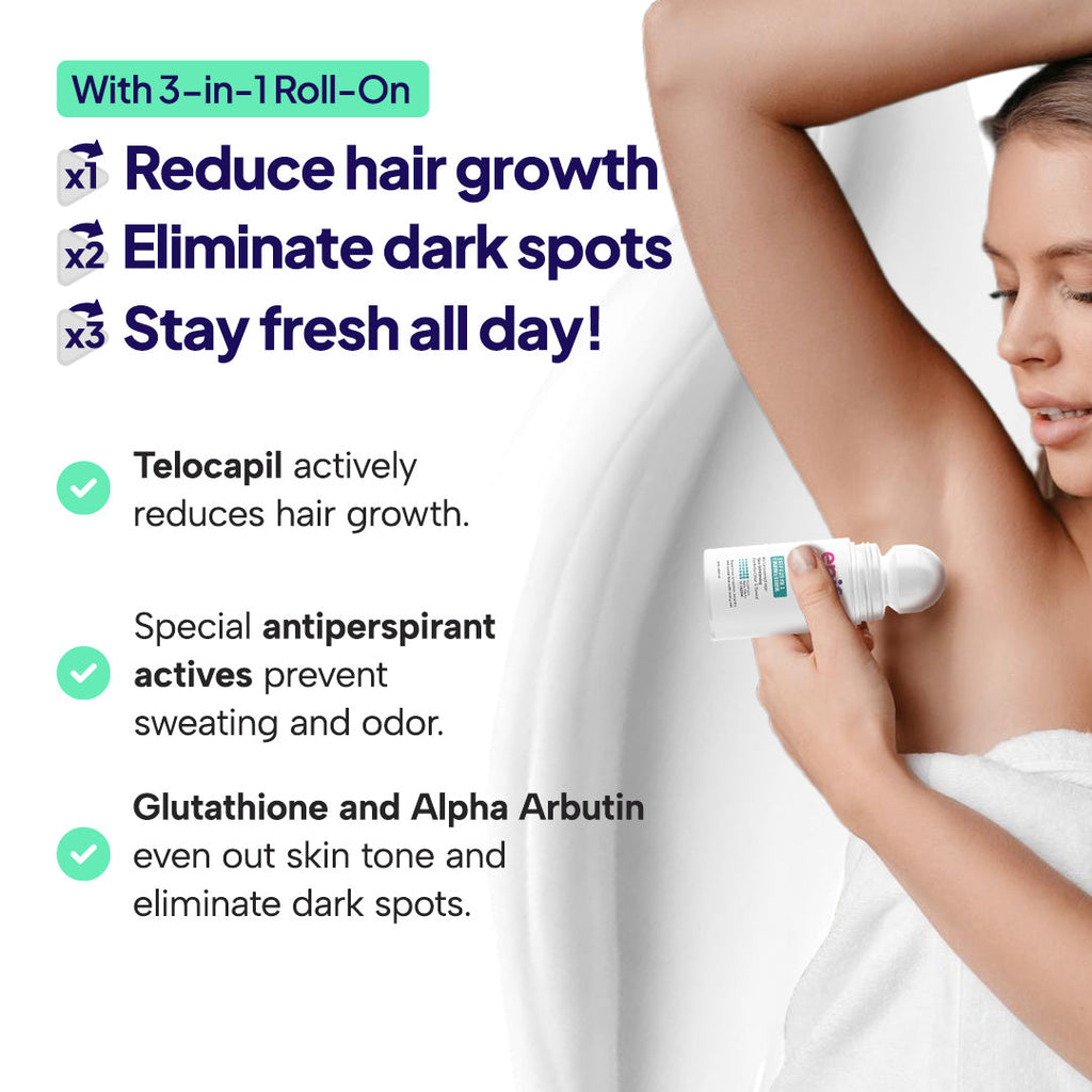 Epify 3-in-1 Underarm Roll-On Unisex, Hair Growth Minimizer, Dark Spot Corrector &amp; Odor Control